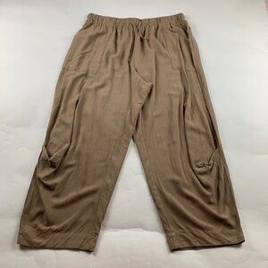 Tarse Brown Linen Blend Relaxed Leg Lounge Pant 2XL